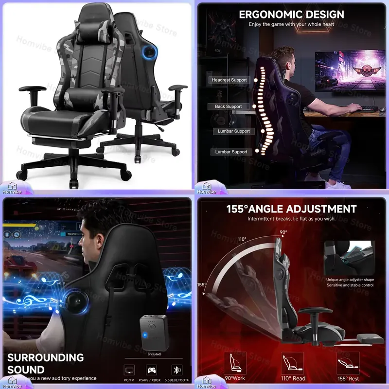 Ergonomic Gaming Chair with Bl - Speakers review and price